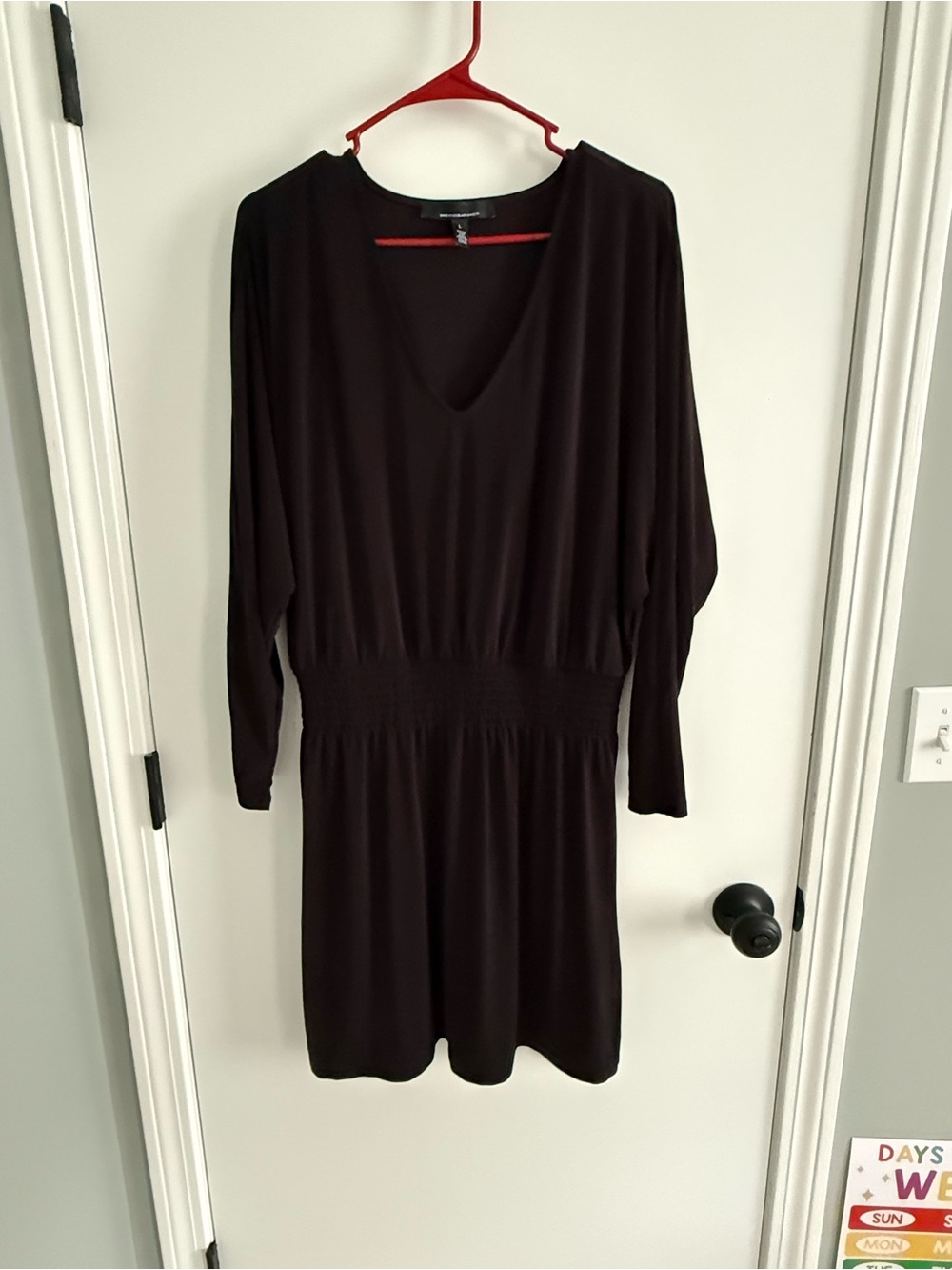 White House Black Market Black V-Neck Long Sleeve Dress